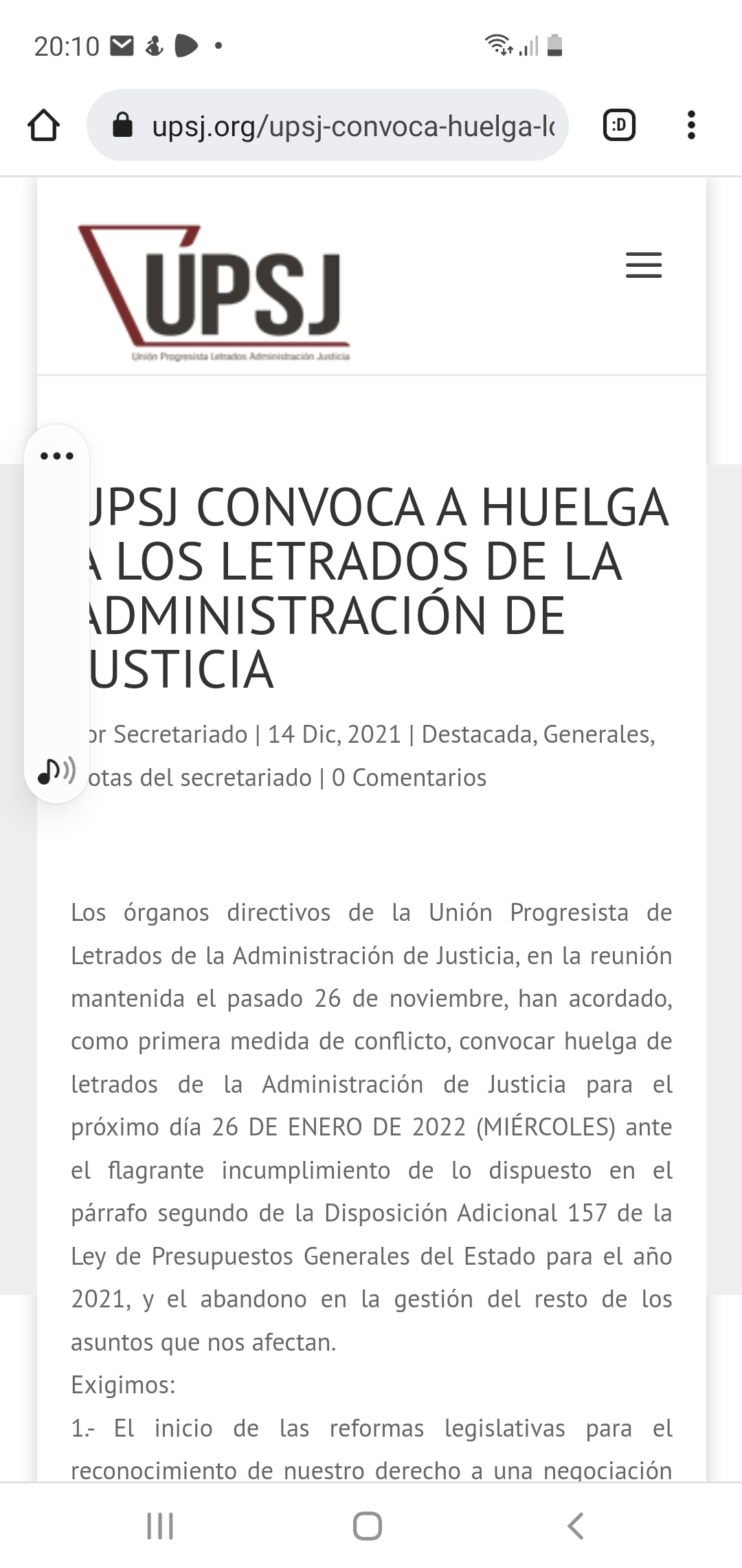 Convocada huelga por UPSJ